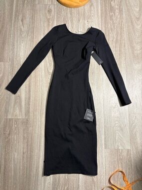 Lulu's Black Long Sleeve Midi Bodycon Dress